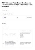 NBEO- Binocular Vision Exam &vert; Questions and&NewLine;Answers &vert; Verified Solutions &vert; 2026 Edition &vert; Pass&NewLine;Guaranteed