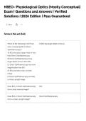 NBEO- Physiological Optics &lpar;Mostly Conceptual&rpar;&NewLine;Exam &vert; Questions and Answers &vert; Verified&NewLine;Solutions &vert; 2026 Edition &vert; Pass Guaranteed