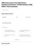 NBEO-Neuroscience &lpar;Non Big 8&rpar; Exam &vert;&NewLine;Questions and Answers &vert; Verified Solutions &vert; 2026&NewLine;Edition &vert; Pass Guaranteed