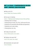 MKT 315 EXAM 1 COMPREHENSIVE REVIEW&NewLine;SHEET VERIFIED QUESTION BANK&NewLine;