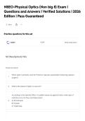NBEO-Physical Optics &lpar;Non big 8&rpar; Exam &vert;&NewLine;Questions and Answers &vert; Verified Solutions &vert; 2026&NewLine;Edition &vert; Pass Guaranteed