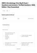 NBEO-Microbiology &lpar;Non Big 8&rpar; Exam &vert;&NewLine;Questions and Answers &vert; Verified Solutions &vert; 2026&NewLine;Edition &vert; Pass Guaranteed&NewLine;