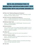 MKTG 396 INTRODUCTION TO&NewLine;MARKETING CERTIFICATION SCRIPT 2026&NewLine;QUESTIONS WITH SOLUTIONS GRADED A&plus;