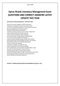 Epicor Kinetic Inventory Management Exam QUESTIONS AND CORRECT ANSWERS LATEST UPDATE THIS YEAR