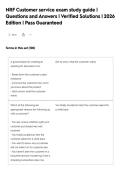 NRF Customer service exam study guide &vert;&NewLine;Questions and Answers &vert; Verified Solutions &vert; 2026&NewLine;Edition &vert; Pass Guaranteed&NewLine;