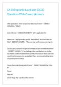 CA Chiropractic Law Exam &lpar;CCLE&rpar; Questions With Correct Answers 