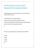 CA Chiropractic Law Exam &lpar;CCLE&rpar; Questions With Complete Solutions 