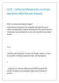 CCLE - California Chiropractic Law Exam Questions With Correct Answers