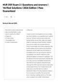 NUR 2101 Exam 2 &vert; Questions and Answers &vert;&NewLine;Verified Solutions &vert; 2026 Edition &vert; Pass&NewLine;Guaranteed