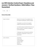 nur 2101 Infection Control Exam &vert; Questions and&NewLine;Answers &vert; Verified Solutions &vert; 2026 Edition &vert; Pass&NewLine;Guaranteed