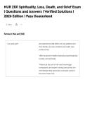 NUR 2101 Spirituality&comma; Loss&comma; Death&comma; and Grief Exam&NewLine;&vert; Questions and Answers &vert; Verified Solutions &vert;&NewLine;2026 Edition &vert; Pass Guaranteed