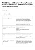 NUR 2101 Test 1&colon; ATI Chapter 7 Nursing Process &vert;&NewLine;Questions and Answers &vert; Verified Solutions &vert; 2026&NewLine;Edition &vert; Pass Guaranteed