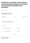 NUR 2101 Test 1&colon; ATI Chapter 8&colon; Critical Thinking&NewLine;and Clinical Judgment &vert; Questions and Answers &vert;&NewLine;Verified Solutions &vert; 2026 Edition &vert; Pass&NewLine;Guaranteed