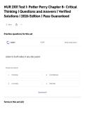 NUR 2101 Test 1&colon; Potter Perry Chapter 8- Critical&NewLine;Thinking &vert; Questions and Answers &vert; Verified&NewLine;Solutions &vert; 2026 Edition &vert; Pass Guaranteed