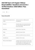 NUR 2101 Test 2&colon; ATI Chapter 3 Ethical&NewLine;Responsibilities &vert; Questions and Answers &vert;&NewLine;Verified Solutions &vert; 2026 Edition &vert; Pass&NewLine;Guaranteed