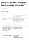NUR 2101 Test 2&colon; ATI Chapter 6&colon; Delegation and&NewLine;Supervision &vert; Questions and Answers &vert; Verified&NewLine;Solutions &vert; 2026 Edition &vert; Pass Guaranteed