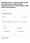 NUR 2101 Week &num;10 -- Inclusion&comma; equity&comma; diversity&comma;&NewLine;and complementary health care Exam &vert;&NewLine;Questions and Answers &vert; Verified Solutions &vert; 2026&NewLine;Edition &vert; Pass Guaranteed