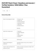 NUR 2101 Week 2 Exam &vert; Questions and Answers &vert;&NewLine;Verified Solutions &vert; 2026 Edition &vert; Pass&NewLine;Guaranteed
