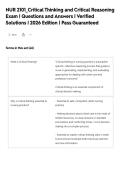 NUR 2101&lowbar;Critical Thinking and Critical Reasoning&NewLine;Exam &vert; Questions and Answers &vert; Verified&NewLine;Solutions &vert; 2026 Edition &vert; Pass Guaranteed