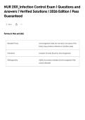 NUR 2101&lowbar;Infection Control Exam &vert; Questions and&NewLine;Answers &vert; Verified Solutions &vert; 2026 Edition &vert; Pass&NewLine;Guaranteed
