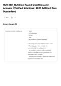 NUR 2101&lowbar;Nutrition Exam &vert; Questions and&NewLine;Answers &vert; Verified Solutions &vert; 2026 Edition &vert; Pass&NewLine;Guaranteed