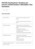 NUR 2101&lowbar;Teaching Exam &vert; Questions and&NewLine;Answers &vert; Verified Solutions &vert; 2026 Edition &vert; Pass&NewLine;Guaranteed