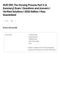 NUR 2101&lowbar;The Nursing Process Part 2 &lpar;A&NewLine;Summary&rpar; Exam &vert; Questions and Answers &vert;&NewLine;Verified Solutions &vert; 2026 Edition &vert; Pass&NewLine;Guaranteed