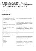 ONCC Practice Tests &lpar;OCN - Oncologic&NewLine;Emergencies&rpar; &vert; Questions and Answers &vert; Verified&NewLine;Solutions &vert; 2026 Edition &vert; Pass Guaranteed