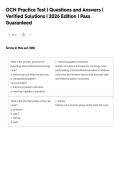 OCN Practice Test &vert; Questions and Answers &vert;&NewLine;Verified Solutions &vert; 2026 Edition &vert; Pass&NewLine;Guaranteed