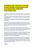 COMPARE AND CONTRAST OSI AND TCP&lpar;IP&rpar; MODELS EXAM QUESTIONS & ELABORATED COMPLETE SOLUTIONS 100&percnt;