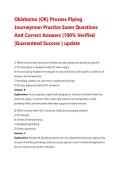 Oklahoma &lpar;OK&rpar; Process Piping Journeyman Practice Exam Questions And Correct Answers &vert;100&percnt; Verified &vert;Guaranteed Success &vert; update
