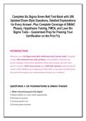 Complete Six Sigma Green Belt Test Bank with 200 &NewLine;Updated Exam-Style Questions&comma; Detailed Explanations for Every Answer&comma; Plus Complete Coverage of DMAIC &NewLine;Phases&comma; Hypothesis Testing&comma; FMEA&comma; and Lean Six &NewLine;Sigma Tools &ndash; Guaranteed Prep for Passing Your Cert