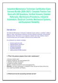 Industrial Maintenance Technician Certification Exam &NewLine;Success Bundle &lpar;2026&ndash;2027&rpar;&colon; Complete Practice Test &NewLine;Bank with 200 Questions&comma; Verified Answers&comma; Detailed &NewLine;Rationales&comma; Maintenance Procedures&comma; Industrial &NewLine;Automation&comma; Electrical Controls&comma; Mechanical 