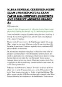 MLBPA GENERAL CERTIFIED AGENT&NewLine;EXAM UPDATED ACTUAL EXAM&NewLine;PAPER 2026 COMPLETE QUESTIONS&NewLine;AND CORRECT ANSWERS GRADED&NewLine;A&plus;