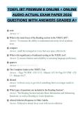 TOEFL IBT PREMIUM 8 ONLINE &plus; ONLINE&NewLine;AUDIO ACTUAL EXAM PAPER 2026&NewLine;QUESTIONS WITH ANSWERS GRADED A&plus;
