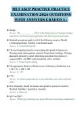 MLT ASCP PRACTICE PRACTICE&NewLine;EXAMINATION 2026 QUESTIONS&NewLine;WITH ANSWERS GRADED A&plus;