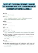 TOEFL IBT PREMIUM 8 ONLINE &plus; ONLINE&NewLine;AUDIO FINAL TEST 2026 QUESTIONS WITH&NewLine;CORRECT ANSWERS GRADED A&plus;