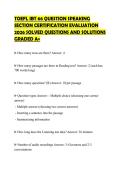 TOEFL IBT 66 QUESTION SPEAKING&NewLine;SECTION CERTIFICATION EVALUATION&NewLine;2026 SOLVED QUESTIONS AND SOLUTIONS&NewLine;GRADED A&plus;