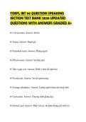 TOEFL IBT 66 QUESTION SPEAKING&NewLine;SECTION TEST BANK 2026 UPDATED&NewLine;QUESTIONS WITH ANSWERS GRADED A&plus;&NewLine;