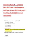 Louisiana Category 1 &mdash; Agricultural &NewLine;Pest Control Exam Practice Questions &NewLine;And Correct Answers &lpar;Verified Answers&rpar; &NewLine;Plus Rationales 2026 Q&A &vert; Instant &NewLine;Download Pdf