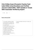 CNA Written Exam &lpar;Prometric Practice Test&rpar; Latest 2026 Actual Questions and Verified Answers &lpar;Latest 2026 &sol; 2027 Update&rpar; A&plus; Grade 100&percnt; Guarantee Verified by Expert