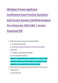 Michigan Private Applicator &NewLine;Certification Exam Practice Questions &NewLine;And Correct Answers &lpar;Verified Answers&rpar; &NewLine;Plus Rationales 2026 Q&A &vert; Instant &NewLine;Download Pdf 