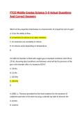 FTCE Middle Grades Science 5-9 Actual Questions And Correct Answers