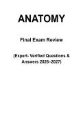 Anatomy Final Exam Review Pack &vert; Practice Questions & Verified Answers 2026&sol;2027