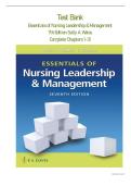 TEST BANK&colon; Essentials of Nursing Leadership & Management&comma; 7th Edition by Weiss &vert; All Chapters &lpar;1-31&rpar; with Answers & Rationales