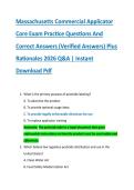 Massachusetts Commercial Applicator &NewLine;Core Exam Practice Questions And &NewLine;Correct Answers &lpar;Verified Answers&rpar; Plus &NewLine;Rationales 2026 Q&A &vert; Instant &NewLine;Download Pdf 