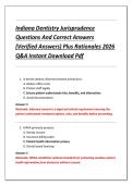 Indiana Dentistry Jurisprudence &NewLine;Questions And Correct Answers &NewLine;&lpar;Verified Answers&rpar; Plus Rationales 2026 &NewLine;Q&A Instant Download Pdf 