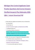 Michigan Pest Control Applicator Exam &NewLine;Practice Questions And Correct Answers &NewLine;&lpar;Verified Answers&rpar; Plus Rationales 2026 &NewLine;Q&A &vert; Instant Download Pdf