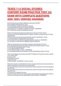 TEXES 7-12 SOCIAL STUDIES CONTENT EXAM PRACTICE TEST 32&rpar; EXAM WITH COMPLETE QUESTIONS AND 100&percnt; VERIFIED ANSWERS