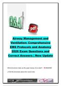 Airway Management and Ventilation &lpar;AMV&rpar; 2026 &vert; 250&plus; EMS Exam Questions & Answers &vert; Airway Anatomy&comma; ET Intubation&comma; Capnography&comma; CPAP & Cricothyrotomy &vert; Paramedic & EMT Certification Review